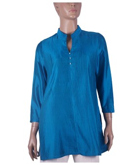 Silk Shirt - Electric Blue Pintuck