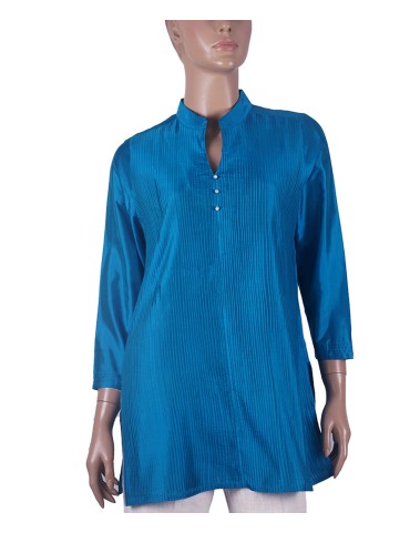 Silk Shirt - Electric Blue Pintuck