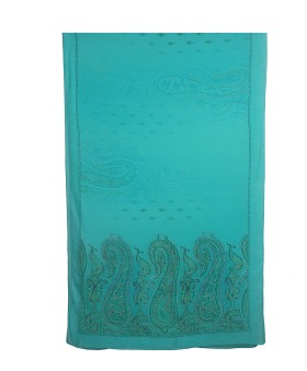 Crepe Silk Scarf - Aqua Blue Paisley Crepe Silk Scarf - Aqua Blue Paisley