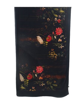 Crepe Silk Scarf - Red Flowers Crepe Silk Scarf - Red Flowers