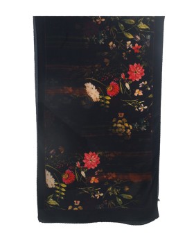 Crepe Silk Scarf - Red Flowers Crepe Silk Scarf - Red Flowers