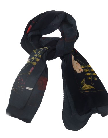 Crepe Silk Scarf - Red Flowers