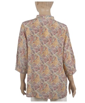 Short Silk Shirt - Beige Floral