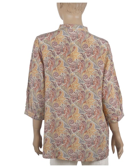 Short Silk Shirt - Beige Floral