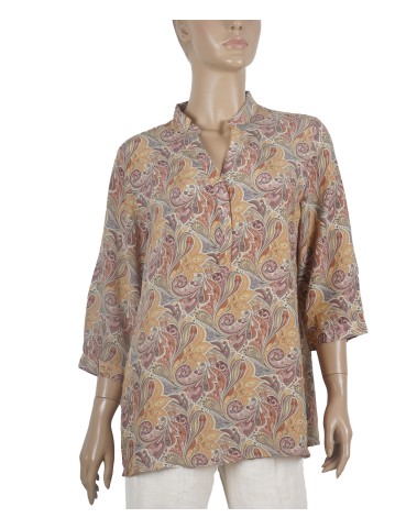 Short Silk Shirt - Beige Floral