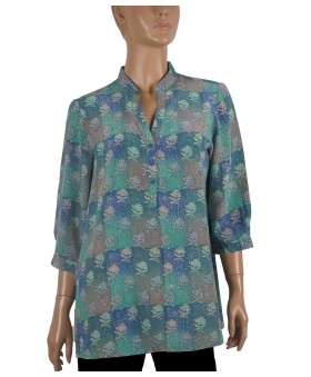 Short Silk Shirt - Floral Patch
