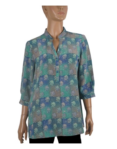 Short Silk Shirt - Floral Patch