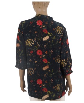 Short Silk Shirt - Red Flowers Short Silk Shirt - Red Flowers