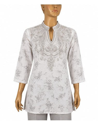 Casual Kurti - Silver Floral Heritage Casual Kurti - Silver Floral Heritage