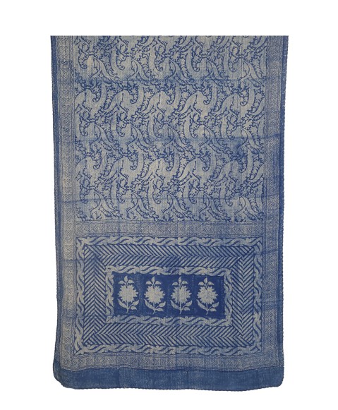 Crepe Silk  Scarf - Blue Abstract