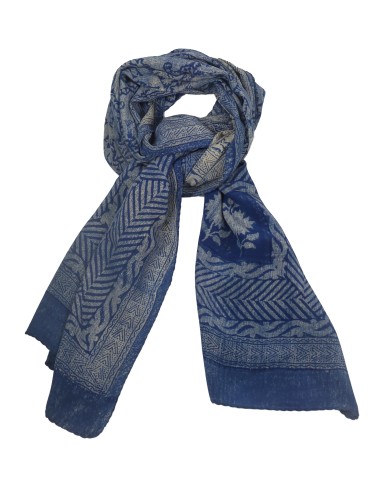 Crepe Silk  Scarf - Blue Abstract