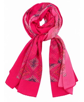 Crepe Silk Scarf - Ruby Heritage Diamond Print