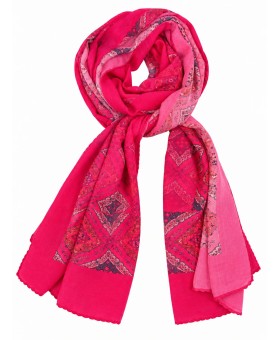 Crepe Silk Scarf - Ruby Heritage Diamond Print