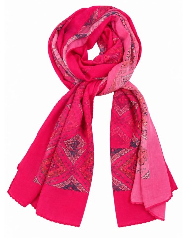 Crepe Silk Scarf - Ruby Heritage Diamond Print