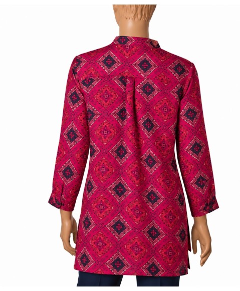 Long Silk Shirt - Ruby Heritage Diamond Print Long Silk Shirt - Ruby Heritage Diamond Print