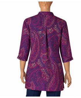 Short Silk Shirt - Purple Heritage Paisley