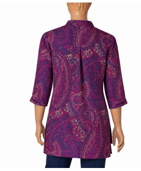 Short Silk Shirt - Purple Heritage Paisley