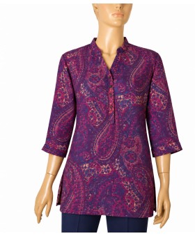 Short Silk Shirt - Purple Heritage Paisley