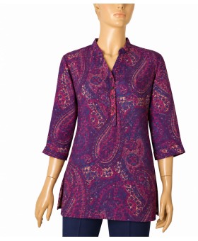 Short Silk Shirt - Purple Heritage Paisley