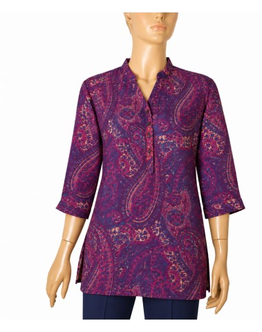 Short Silk Shirt - Purple Heritage Paisley