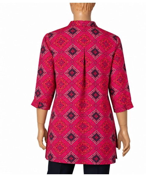 Short Silk Shirt - Ruby Heritage Diamond Print Short Silk Shirt - Ruby Heritage Diamond Print