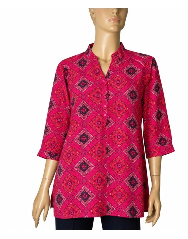 Short Silk Shirt - Ruby Heritage Diamond Print Short Silk Shirt - Ruby Heritage Diamond Print