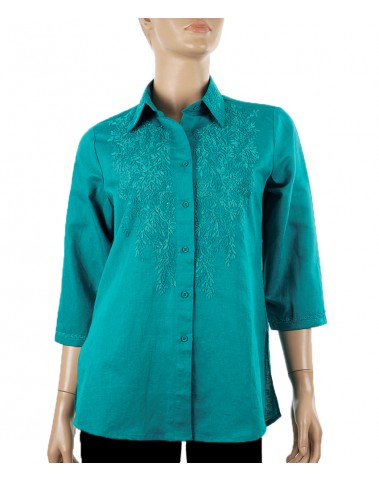 Casual Shirt - Green Embroidered