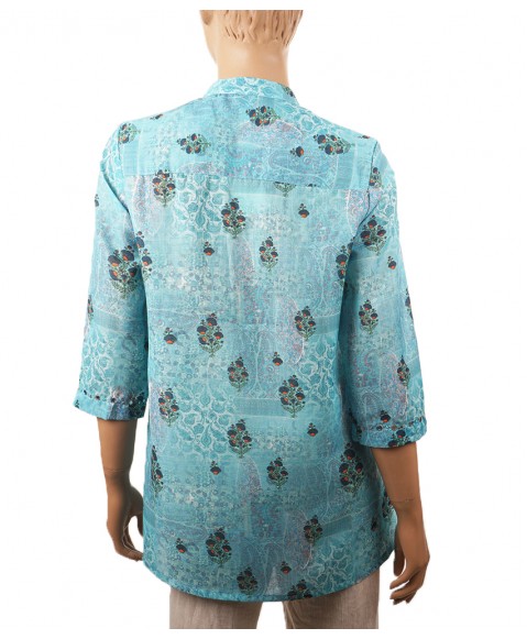 Embroidered Casual Kurti - Blue Flowers