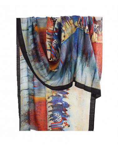 Digital Cashmere Stole - Beige Angry Bulls