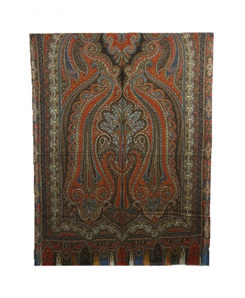 Digital Cashmere Stole - Red and Green Smudged Paisley