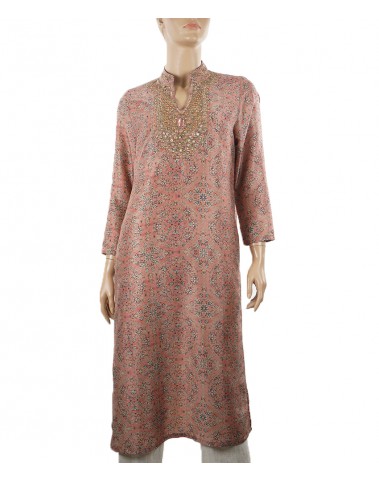 Embroidered Tunic - Viscose Dusty Pink and Grey