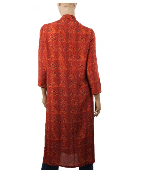 Embroidered Tunic - Viscose Maroon Embroidered