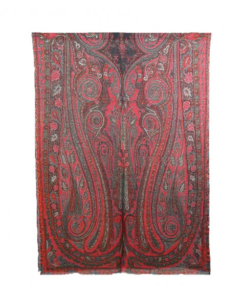 Printed Stole - Red Big Paisley
