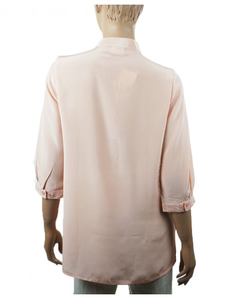Plain Short Silk Shirt - Dusty Pink 