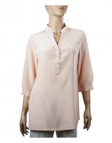 Plain Short Silk Shirt - Dusty Pink 