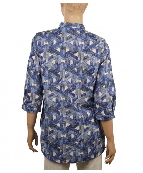 Casual Shirt - Indigo and Beige Triangle