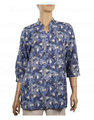 Casual Shirt - Indigo and Beige Triangle