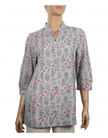 Casual Shirt - Red Flowers on Grey