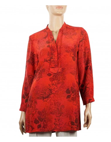 Long Silk Shirt - Red Tree