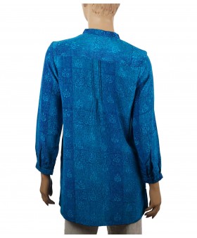 Long Silk Shirt - Royal Blue Patch