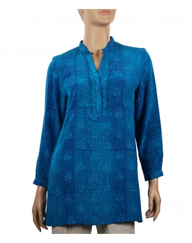 Long Silk Shirt - Royal Blue Patch