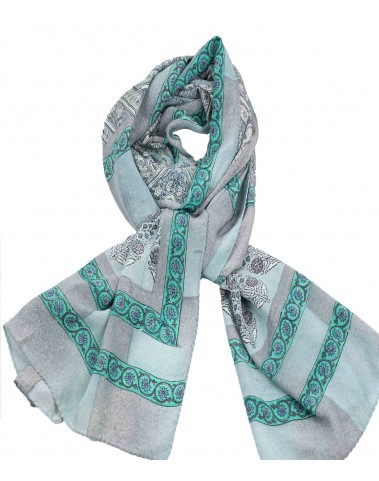 Crepe Silk Scarf - Grey Squares