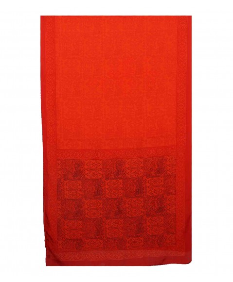 Crepe Silk Scarf - Red Ikat