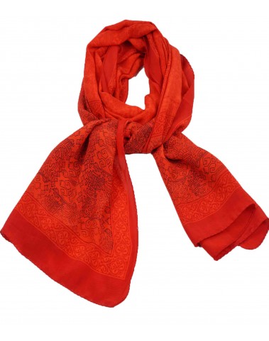 Crepe Silk Scarf - Red Ikat