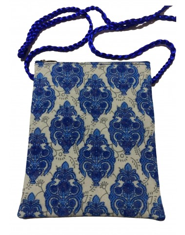 Sling Bag - Blue Batik on Grey