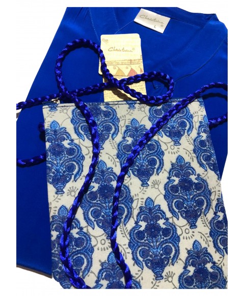 Sling Bag - Blue Batik on Grey