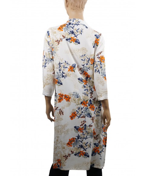 Tunic - Orange Flowers on White