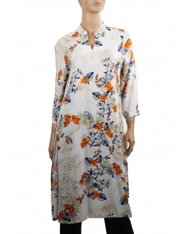 Tunic - Orange Flowers on White