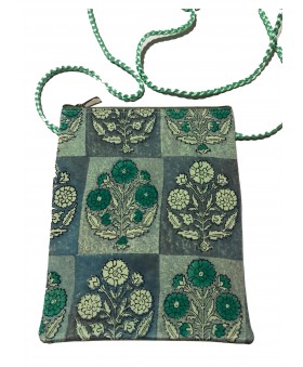 Sling Bag - Grey And Green Butti