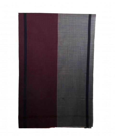 Plain Stole - Grey and Plum